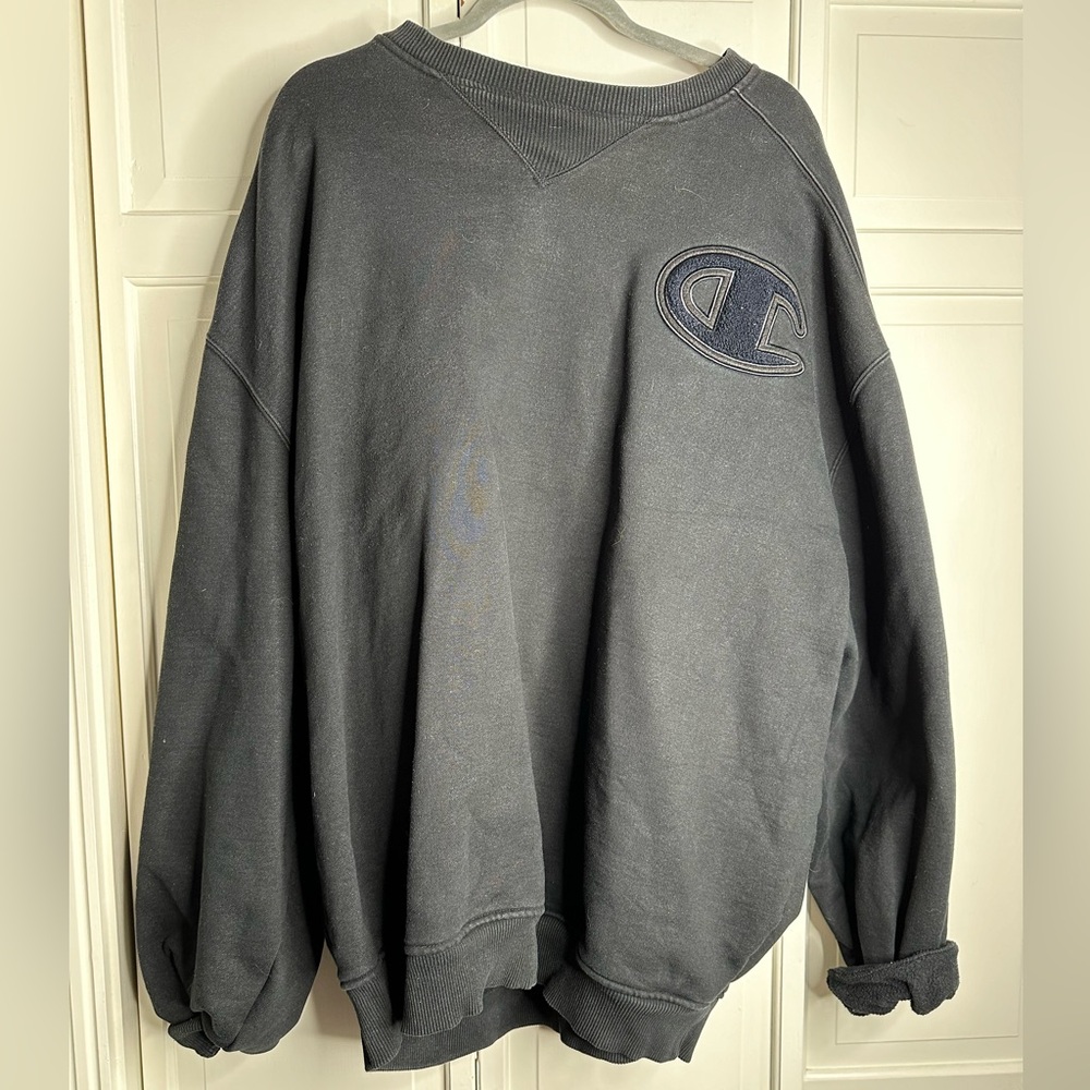 Vintage heavyset champion crew neck sweatshirt size xxxl black with Sherpa logo